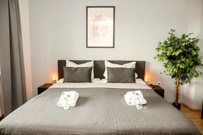 Ein Bett oder Betten in einem Zimmer der Unterkunft Juniorsuite-Apartment Weiden