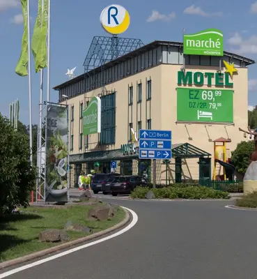 Ein Zertifikat, Auszeichnung, Logo oder anderes Dokument, das in der Unterkunft Motel Hirschberg ausgestellt ist