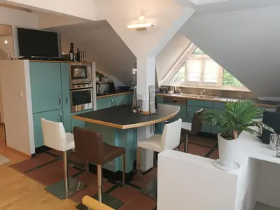 Küche/Küchenzeile in der Unterkunft Ferienwohnung DG