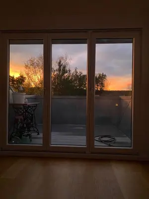 Blick auf den Sonnenuntergang/Sonnenaufgang von der Ferienwohnung aus oder aus der Nähe