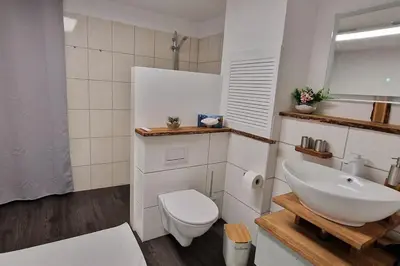 Ein Badezimmer in der Unterkunft Idyllischen Ferienwohnung mit Weitblick und Sauna