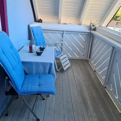Ein Balkon oder eine Terrasse in der Unterkunft Ferienwohnung Sahrmann