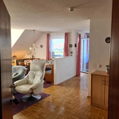 Ein Sitzbereich in der Unterkunft Ferienwohnung Sahrmann