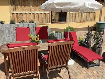 Ein Patio oder anderer Außenbereich in der Unterkunft Ferienhaus Wernesgrün