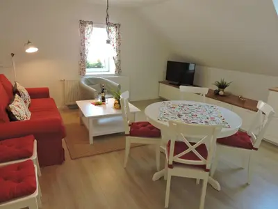 Ein Sitzbereich in der Unterkunft Ferienwohnungen Haus Sebastian