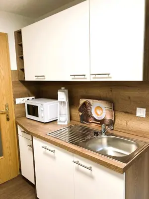 Küche/Küchenzeile in der Unterkunft Ferienwohnung Schickolores