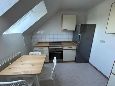 Küche/Küchenzeile in der Unterkunft Monteurwohnung bei Pöhl im Vogtland - ideal für Teams, Free Parking