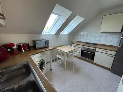 Küche/Küchenzeile in der Unterkunft Monteurwohnung bei Pöhl im Vogtland - ideal für Teams, Free Parking