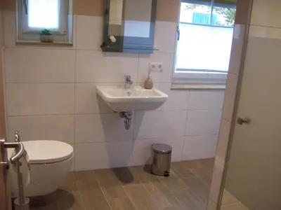 Ein Badezimmer in der Unterkunft Ferienoase im Zottbachtal
