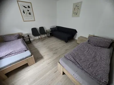 Ein Sitzbereich in der Unterkunft Arzberger MonteurApartment