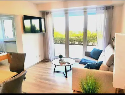 Ein Sitzbereich in der Unterkunft Wohlfühlapartments Zum Hackelstein