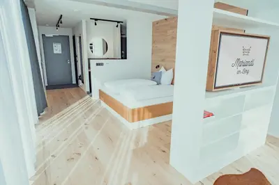 Ein Bett oder Betten in einem Zimmer der Unterkunft Mariandl am Berg