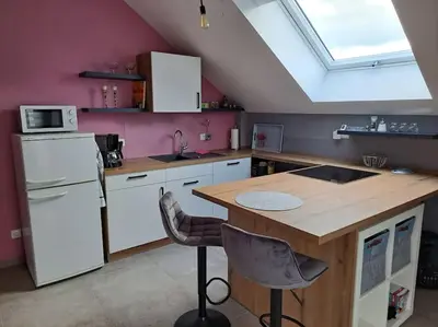 Küche/Küchenzeile in der Unterkunft Juliane`s Panorama-Domizil in Nemmersdorf