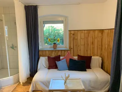 Ein Sitzbereich in der Unterkunft Ferienwohnung 