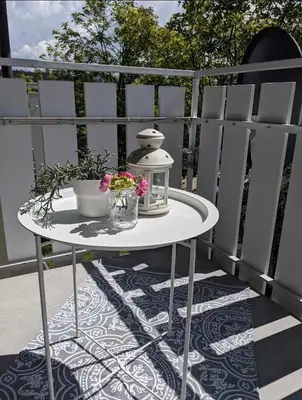 Ein Balkon oder eine Terrasse in der Unterkunft Ferienwohnung am See im Fichtelgebirge