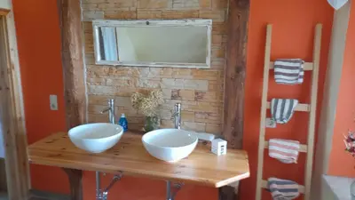 Ein Badezimmer in der Unterkunft Ferienwohnung im Traumhaus
