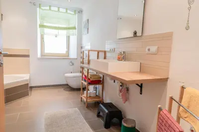 Ein Bett oder Betten in einem Zimmer der Unterkunft Gästehaus Meier Ferienwohnung und Camping
