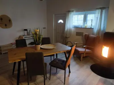 Ein Sitzbereich in der Unterkunft Ferienwohnung zum Getreidelager
