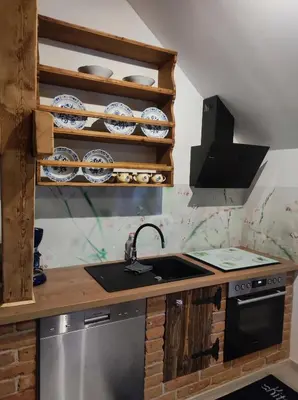 Küche/Küchenzeile in der Unterkunft Ferienwohnung zum Getreidelager