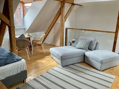 Ein Sitzbereich in der Unterkunft Lorenzo Appartements