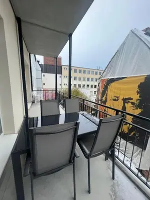 Ein Balkon oder eine Terrasse in der Unterkunft Cooles City-Appartment - Balkon