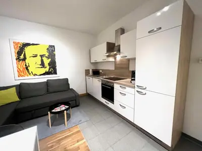 Küche/Küchenzeile in der Unterkunft Gemütliche Wohnung im Zentrum.