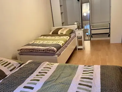 Ein Bett oder Betten in einem Zimmer der Unterkunft Ferien- und Monteurwohnung Waldnaab