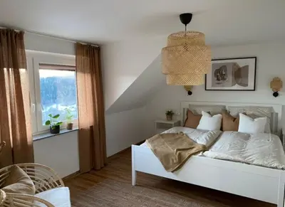 Ein Bett oder Betten in einem Zimmer der Unterkunft Morgensonne