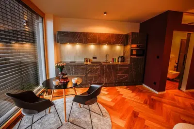 Küche/Küchenzeile in der Unterkunft Der Schwarzbau - Luxus Ferienhaus und Ferienwohnung