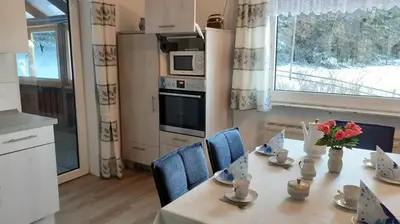 Küche/Küchenzeile in der Unterkunft Ferienwohnung Oberschieda