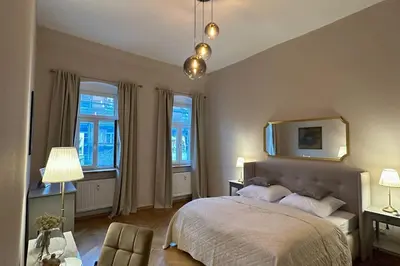 Ein Bett oder Betten in einem Zimmer der Unterkunft Stilvolle Wohnung in Bestlage