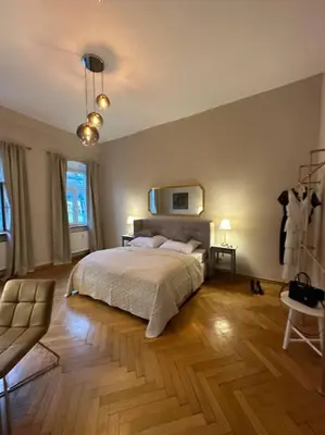 Ein Bett oder Betten in einem Zimmer der Unterkunft Stilvolle Wohnung in Bestlage