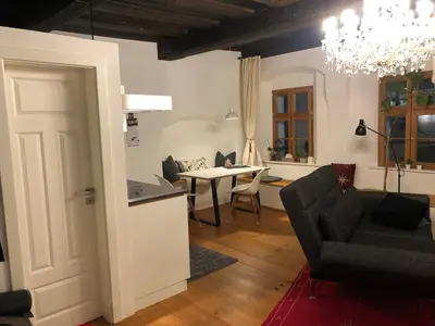 Ein Sitzbereich in der Unterkunft Kleine Residenz