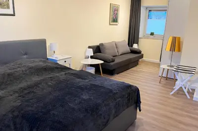 Ein Sitzbereich in der Unterkunft Ferienhaus Selbitz