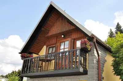 Ein Balkon oder eine Terrasse in der Unterkunft Ferienhäuschen Grenzland