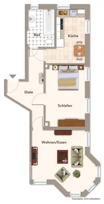 Grundriss der Unterkunft 59m² Ferienwohnung 