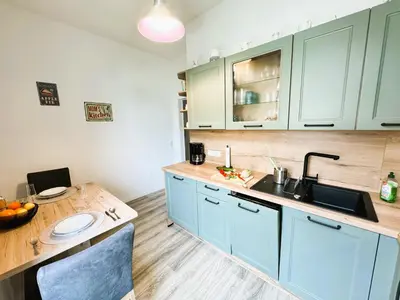 Küche/Küchenzeile in der Unterkunft 59m² Ferienwohnung 
