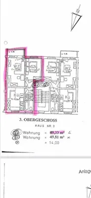 Grundriss der Unterkunft FeWo WIEKO Plauen Leibnizstr. H3, 3.OG links