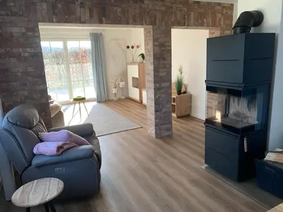 Ein Sitzbereich in der Unterkunft Außergewöhnliche Ferienwohnung in modernen Styl