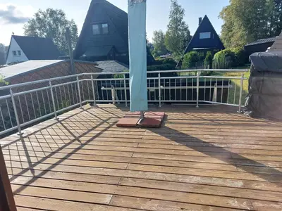 Ein Balkon oder eine Terrasse in der Unterkunft FichtelOase