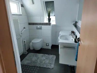Ein Badezimmer in der Unterkunft FichtelOase