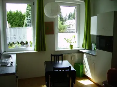 Küche/Küchenzeile in der Unterkunft Allsaitig Klang- und Seminarzentrum Selb