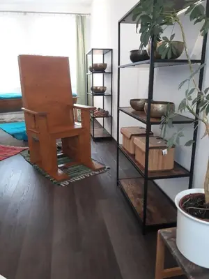Ein Bett oder Betten in einem Zimmer der Unterkunft Allsaitig Klang- und Seminarzentrum Selb