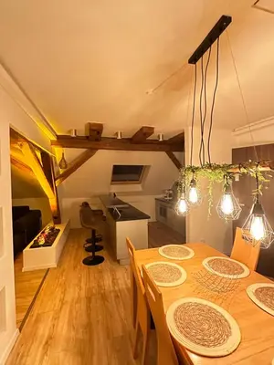 Ein Sitzbereich in der Unterkunft Ferienwohnung Missa