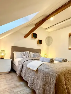 Ein Bett oder Betten in einem Zimmer der Unterkunft Ferienwohnung Missa