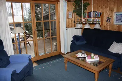Ein Sitzbereich in der Unterkunft Apartment am Buchenhain