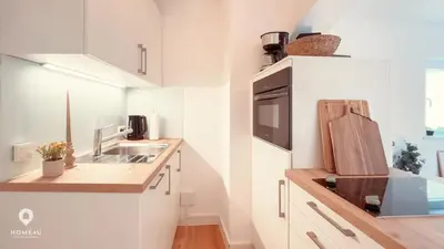 Küche/Küchenzeile in der Unterkunft Zentrales Turm-Apt mit Terrasse