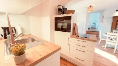 Küche/Küchenzeile in der Unterkunft Zentrales Turm-Apt mit Terrasse