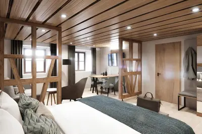 Ein Bett oder Betten in einem Zimmer der Unterkunft Apartments Alter Pfarrhof