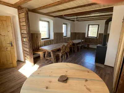 Ein Sitzbereich in der Unterkunft Ferienhaus Linde